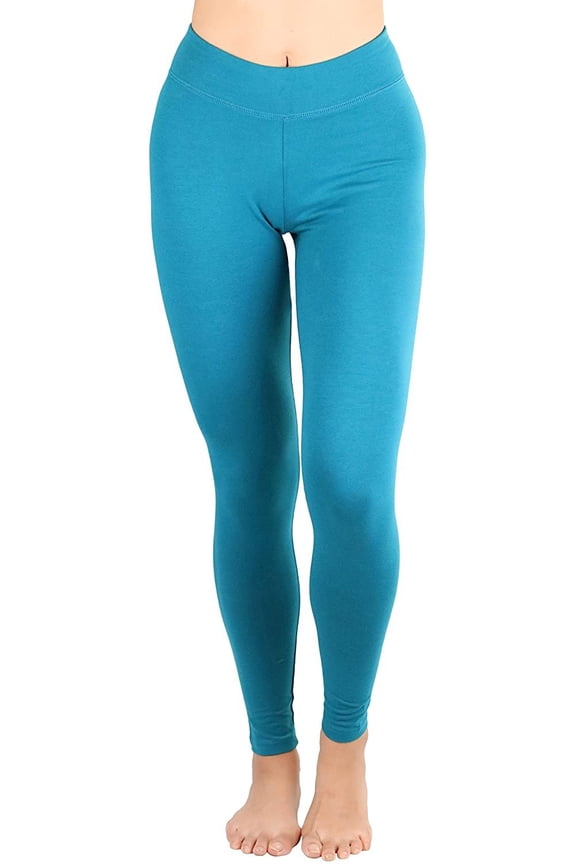 Women's Medium Weight Classic Breathable Cotton Legging - Peacock - Large