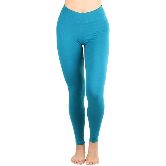 ToBeInStyle Women's Medium Weight Classic Breathable Cotton Legging - Peacock - Medium