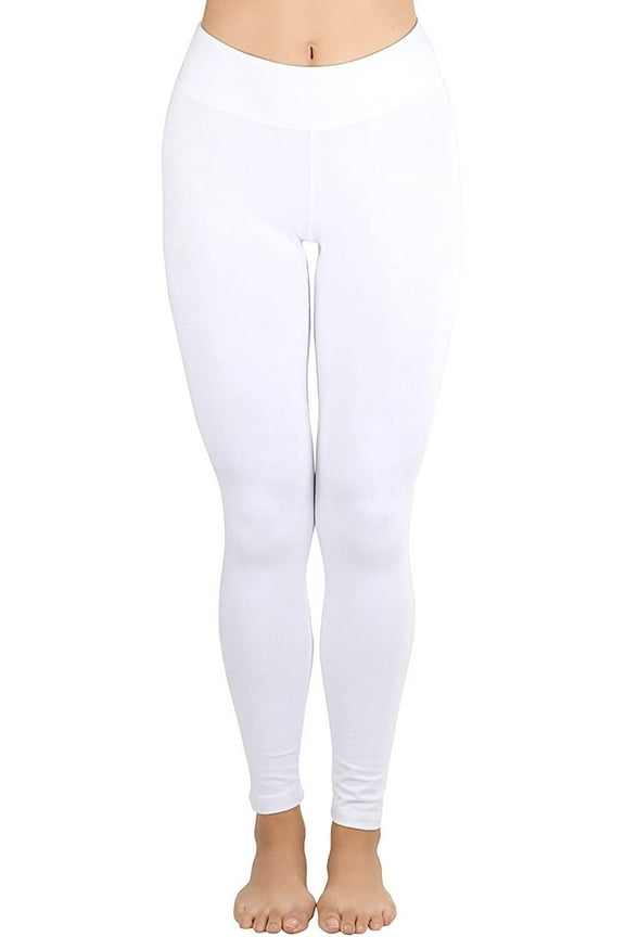 Women's Medium Weight Classic Breathable Cotton Legging - White - Large