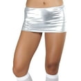 thumbnail image 1 of ToBeInStyle Women's Metallic Shiny Wet Look Mini Novelty Skirt - Silver, 1 of 5