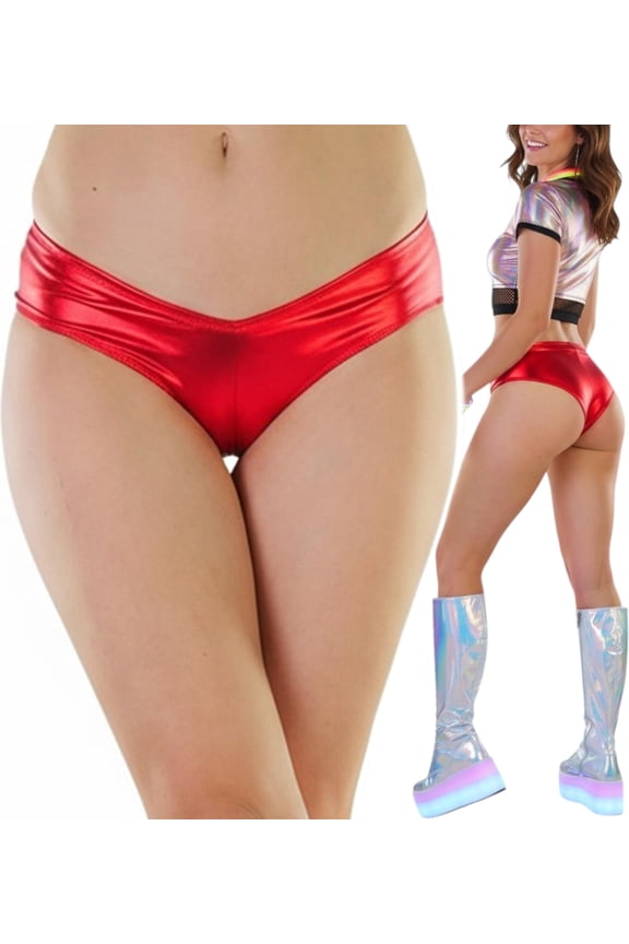 Women's Micro Metallic Shorts - Red