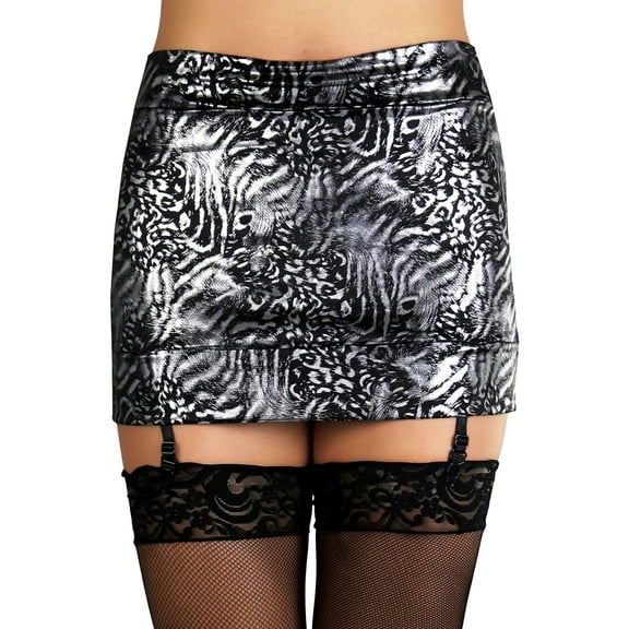 ToBeInStyle Women's Mini Skirt with Attached Garters - Black