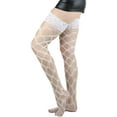 thumbnail image 1 of ToBeInStyle Women's Multi Fence Net Lace Trim Stocking w/ Silicon Grip Accessory - One Size Plus - White, 1 of 4