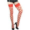 thumbnail image 1 of ToBeInStyle Women's Multi Fence Net Lace Trim Stocking w/ Silicon Grip Accessory - One Size - Red, 1 of 4