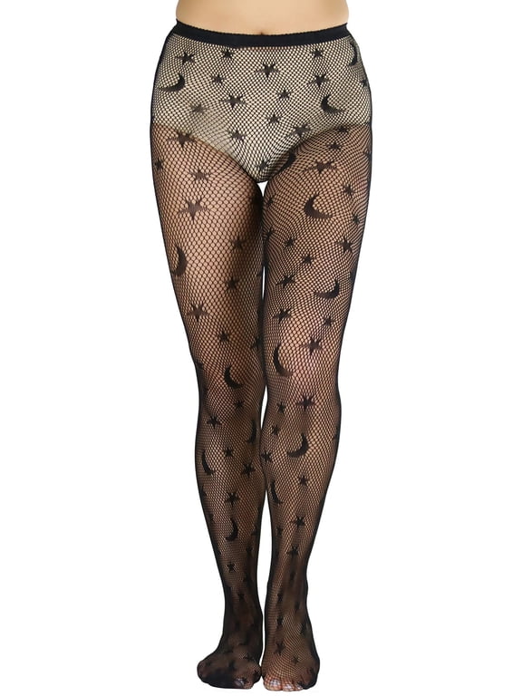 Women's Mystical Celestial Fishnet Tights - Black - One Size