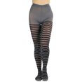 thumbnail image 1 of ToBeInStyle Women's Nylon Horizontal Striped Opaque Tights - Black/Grey - One Size, 1 of 5