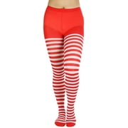 ToBeInStyle Womens Nylon Horizontal Striped Opaque Tights - White/Red - One Size Plus
