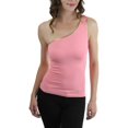 thumbnail image 1 of ToBeInStyle Women's One Shoulder Ribbed Top with Gold Trim, 1 of 2