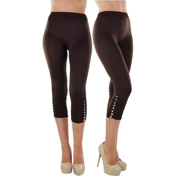 ToBeInStyle Women's One Size Studded Accent 32" Full Length Leggings