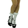 thumbnail image 1 of ToBeInStyle Women's Opaque Ankle High Socks w/ Ruffled Lace Top - White, 1 of 5