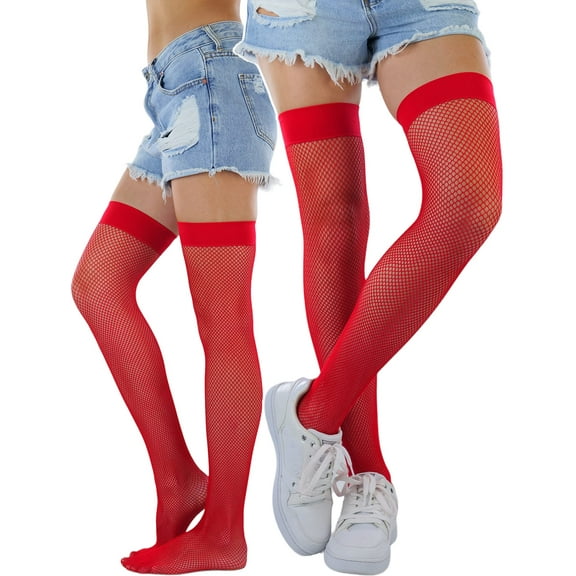 ToBeInStyleWomen's Spandex Fishnet Thigh High - Red