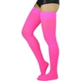 thumbnail image 1 of ToBeInStyle Women's Opaque Nylon Thigh Highs - Neon Pink - One Size, 1 of 6