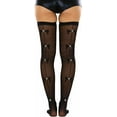 thumbnail image 1 of ToBeInStyle Women's Opaque Thigh High with Fashion Diamond Backseam & Bow - Black - One Size, 1 of 7