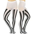thumbnail image 1 of ToBeInStyle Women's Opaque Wide Vertical Stripes Tights - Black/White, 1 of 8