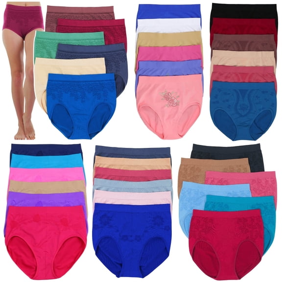 ToBeInStyle Women's Pack of 12 Randomly Assorted Plus Sized High Waisted Briefs - L/XL