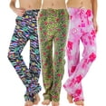 thumbnail image 1 of ToBeInStyle Women's Pack of 3 Assorted Print Fleece Lined Pajama Bottoms - Animal Print & Hearts - Large, 1 of 6