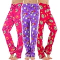 thumbnail image 1 of ToBeInStyle Women's Pack of 3 Assorted Print Fleece Lined Pajama Bottoms - Wild Party - Medium, 1 of 5