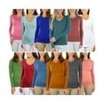 thumbnail image 1 of ToBeInStyle Women's Pack of 3 Randomly Assorted Long Sleeve T-Shirts - Large, 1 of 7