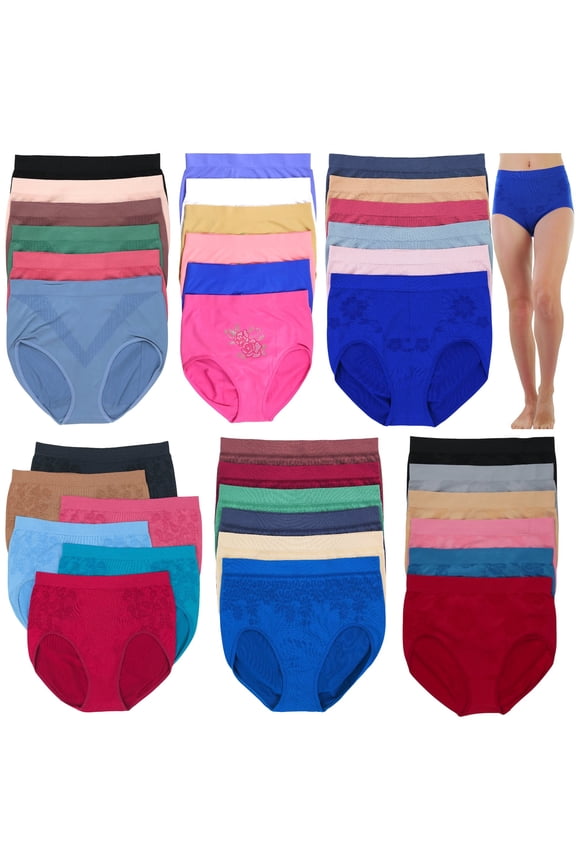 Women's Pack of 3 Randomly Assorted Plus Sized High Waisted Briefs - M/L