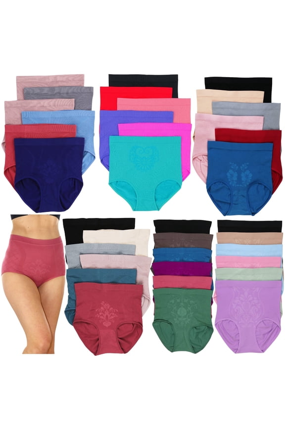 Women's Pack of 3 Randomly Assorted Plus Sized High Waisted Compression Briefs - 3X