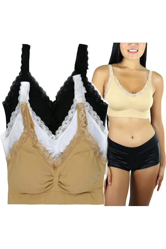 Women's Pack of 3 or 6 Seamless Strappy Bralettes