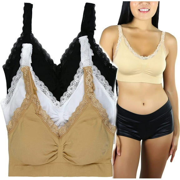 ToBeInStyle Women's Pack of 3 or 6 Seamless Strappy Bralettes
