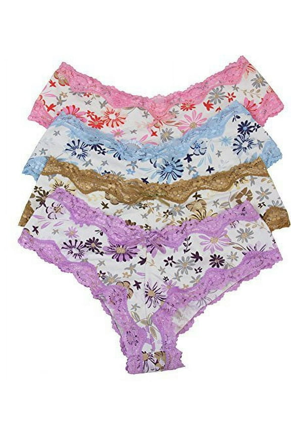 Women's Pack of 4 Floral Pattern Brief Panties