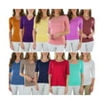 thumbnail image 1 of ToBeInStyle Women's Pack of 4 Randomly Assorted Mid Sleeve T-Shirts - 1X, 1 of 7