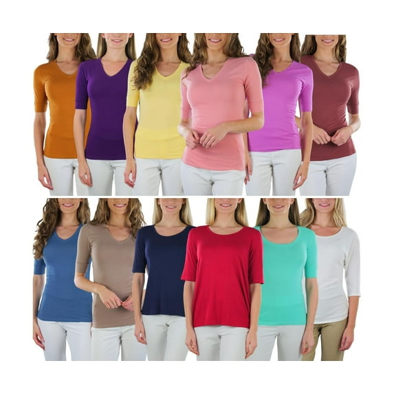 ToBeInStyle Women's Pack of 4 Randomly Assorted Mid Sleeve T-Shirts - 2X
