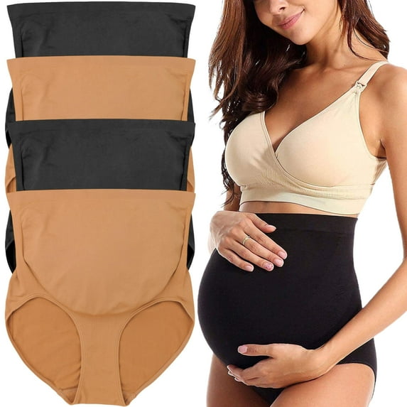 ToBeInStyle Women's Pack of 4 Seamless High Waisted Maternity Underwear - Briefs - Large