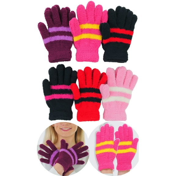 ToBeInStyle Women's Pack of 6 Assorted Plush Magic Gloves - One Size