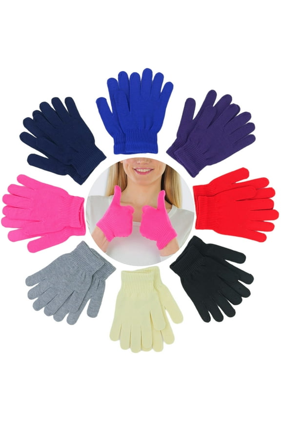 Women's Pack of 6 Assorted Polyester Magic Gloves - One Size