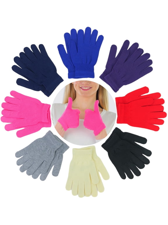 Women's Pack of 6 Assorted Polyester Magic Gloves - One Size