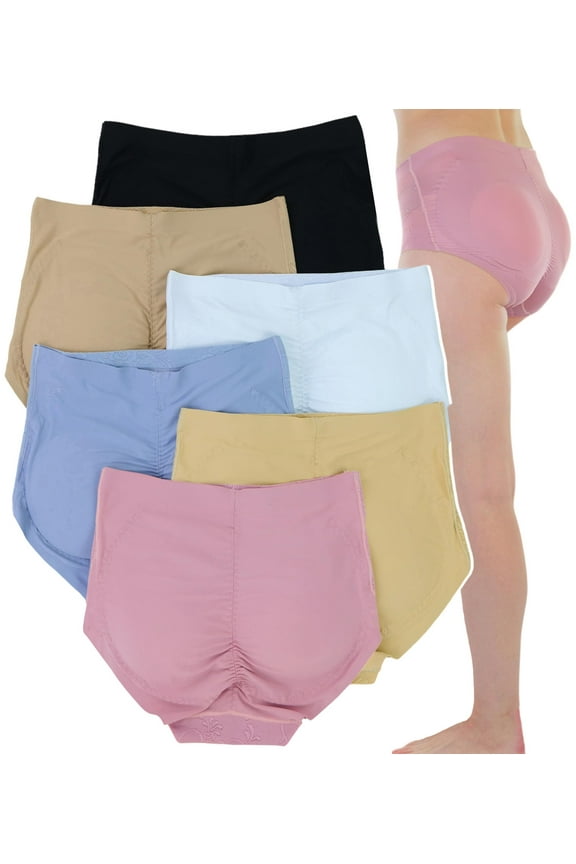 Women's Pack of 6 Butt Boosting Padded Panties - Vibrant Colors - 2X-Large