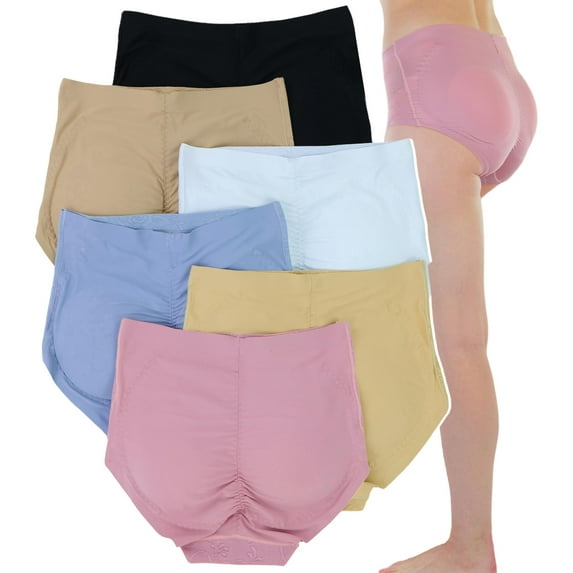 ToBeInStyle Women's Pack of 6 Butt Boosting Padded Panties - Vibrant Colors - Medium