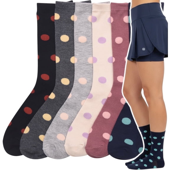 ToBeInStyle Women's Pack of 6 Crew Socks - Pastel Polka Dot - 9-11