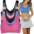 thumbnail image 1 of ToBeInStyle Women's Pack of 6 Deep & Neutral Comfortable Lounging Scoop Back Sports Bras, 1 of 15