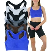 ToBeInStyle Women's Comfortable Racer Back Sports Bra - Classic Solid Colors - Pack of 6