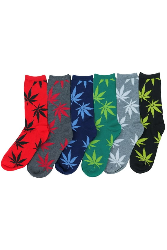 Women's Pack of 6 Fashion Printed Crew Sock - Autumn Leaves