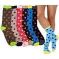 thumbnail image 1 of ToBeInStyle Women's Pack of 6 Fashion Printed Crew Sock - Polka Dots, 1 of 4