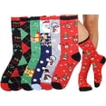 thumbnail image 1 of ToBeInStyle Women's Pack of 6 Fashion Printed Crew Sock - X-Mas Classics, 1 of 4