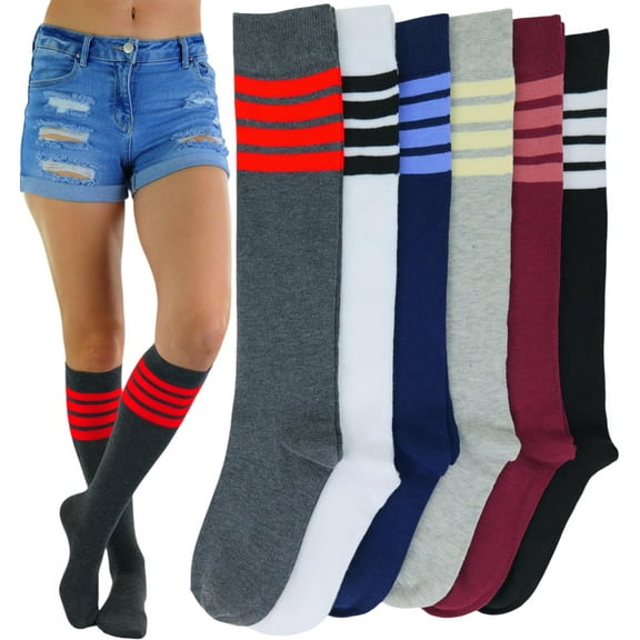 ToBeInStyle Women's Pack of 6 Knee High Socks