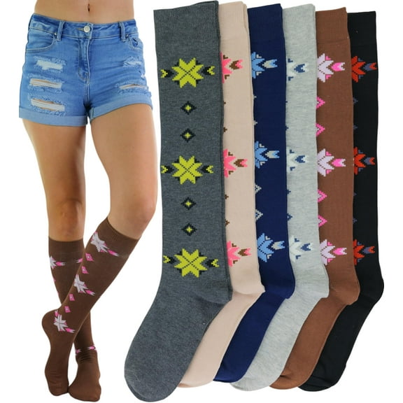 ToBeInStyle Women's Pack of 6 Knee High Socks