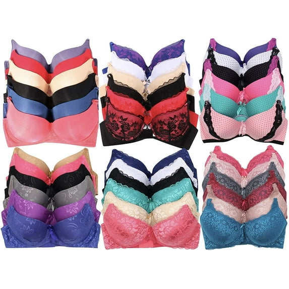 ToBeInStyle Women's Pack of 6 Assorted Mystery Bras, Size 32A