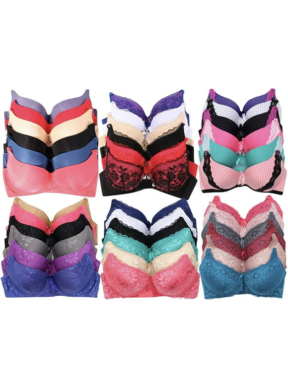 ToBeInStyle Women's Pack of 6 Mystery Bras - Assorted Colors - Size 36B