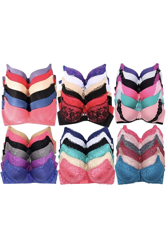 Women's Pack of 6 Mystery Bras - Assorted Colors - Size 36D