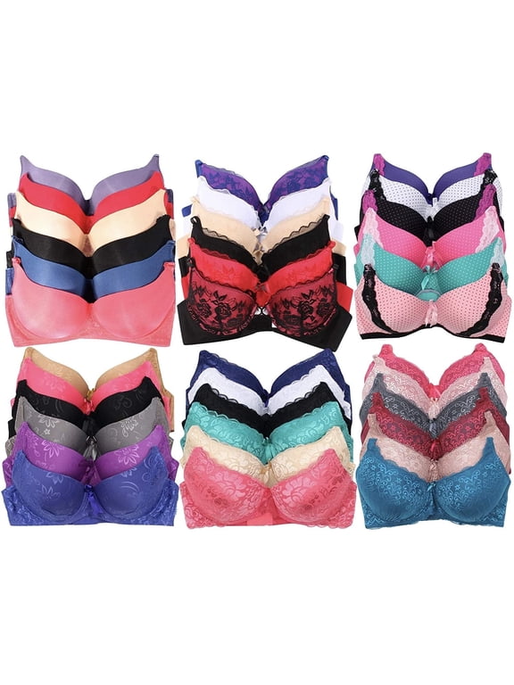 Women's Pack of 6 Mystery Bras - Assorted Colors - Size 38D