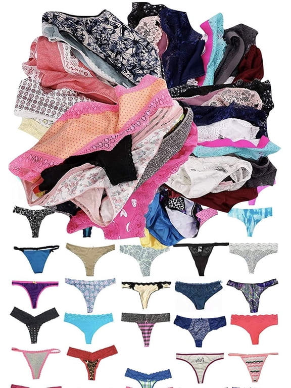 Women's Pack of 6 Mystery Panties - Thongs - S