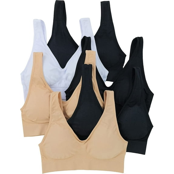 ToBeInStyle Women's Pack of 6 Padded Double Scoop Comfort Lounging Bras