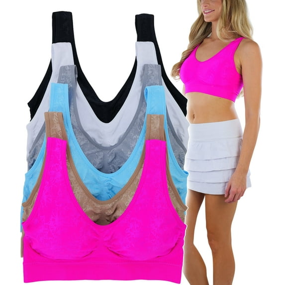 ToBeInStyle Women's Pack of 6 Padded Double Scoop Comfort Lounging Bras